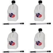 VP Racing Fuels Motorsport 5 Gallon Square Plastic Utility Jug White w/ 14 Inch Hose 4 Pack Features Close-Trimmed Cap and Neck for Tight Seal