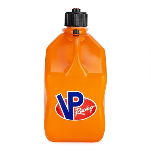 VP Racing 3572-CA, 5.5 Gallon Square Orange Motorsport Jug w/ 14 Inch Deluxe Filler Hose Close-Trimmed Cap and Neck for Tighter Seal (1 Pack)