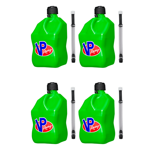 VP Racing Utility Jug 5.5 Gallon + Deluxe Hose - Mix and Match Between 11 Different Colors - Made in the USA (4 Pack, Green)