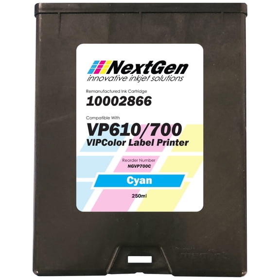 VIPColor VP610 and VP700 Compatible Cyan Ink Cartridge for VP610/VP700 Label Printers (Part Number 10002866)