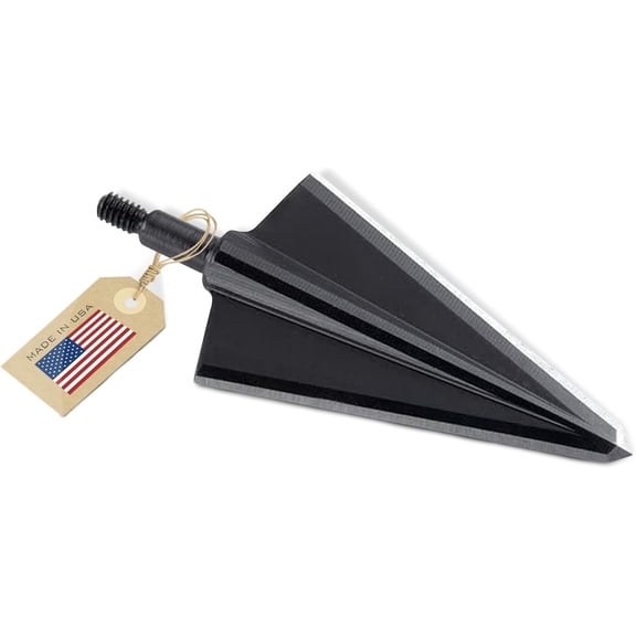 VPA 11/4" 2 Blade 300 grain Double Bevel Broadhead, Screw-In, 1045 Carbon Tool Steel 50-52 Rockwell, 3 Pack, Made in the USA