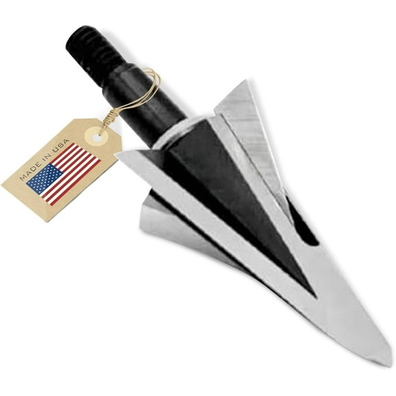 VPA 11/8" 2 Blade 200 grain Right Omega Single Bevel with Bleeders Broadhead, Screw-In, S7 Premium Tool Steel 56-58 Rockwell, 3 Pack, Made in the USA