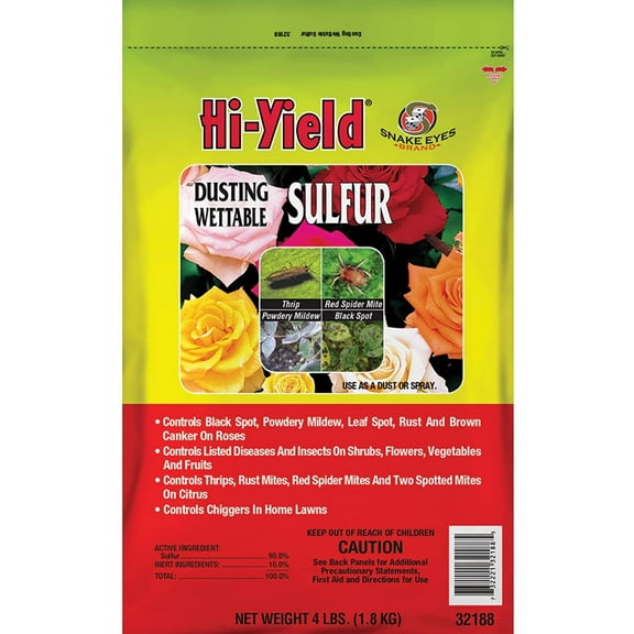 Hi-Yield Wettable Sulfur Dust - Natural Plant Fungicide - 4 lb