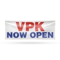 thumbnail image 1 of VPK Now Open Banner Sign 36 Inch x 96 Inch | 13 oz Vinyl with Metal Grommets | Heavy-Duty Single-Sided Outdoor Durable Printed High-Quality Weatherproof | Made in the USA, 1 of 6
