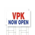 thumbnail image 1 of VPK Now Open Yard Sign 2 Pack of 24 Inch x 36 Inch Double Sided Weatherproof Heavy-Duty Plastic with Stake | Early Learning Promotions, School Enrollment, Clear Messaging | Made in USA, 1 of 7