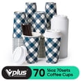 thumbnail image 1 of VPLUS 70 Pack 16 oz Paper Coffee Cups, Disposable Paper Cups with Lids and Stirrers, 1 of 9