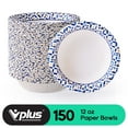 thumbnail image 1 of VPLUS Disposable Paper Bowls, 12 Oz 150 Count, Microwave Safe, Soak Proof, Heavy Duty Flower Printed Paper Bowls for Dinner or Lunch, 1 of 6