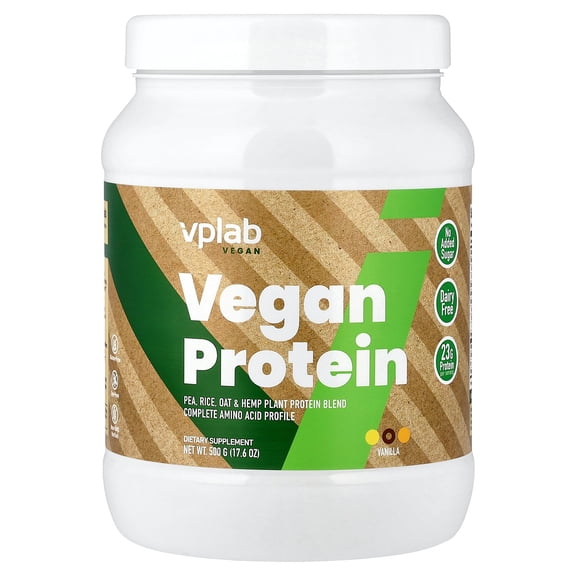 VPLab Vegan Protein, Vanilla, 17.6 oz (500 g)