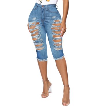 Summer Fashion Distressed Bermuda Denim Shorts