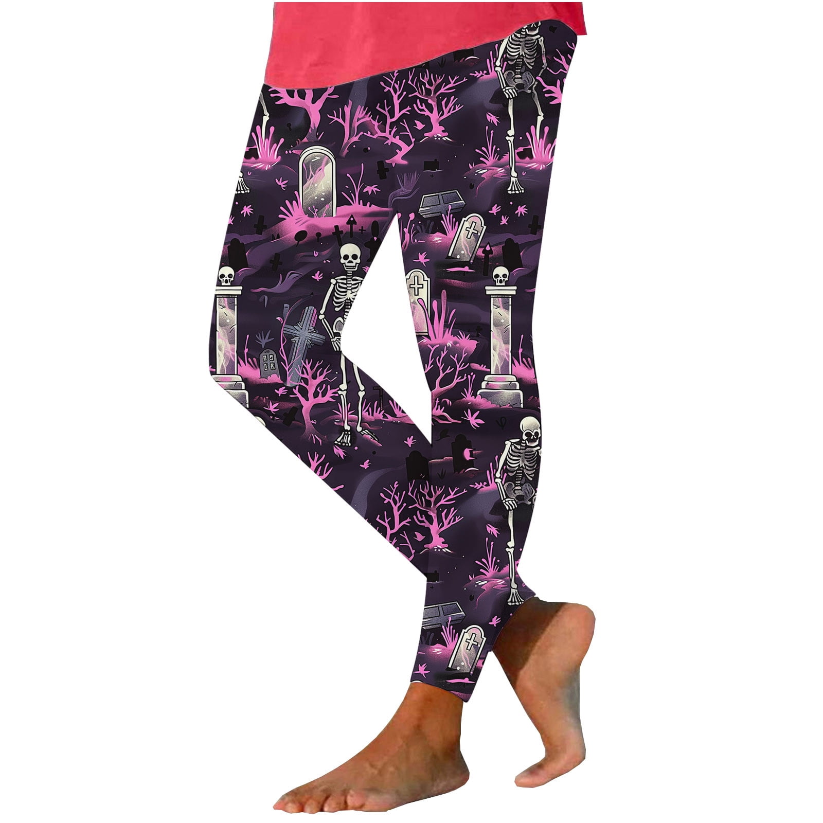 VPQILH Womens Halloween Leggings Plus Size Horror Print Costumes