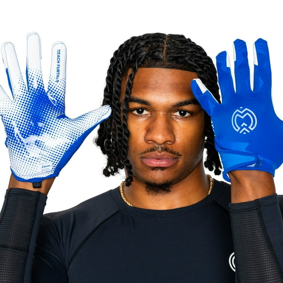 Massov VPRO3 Mens Adult Football Glove, Receiver Glove, Royal, Large