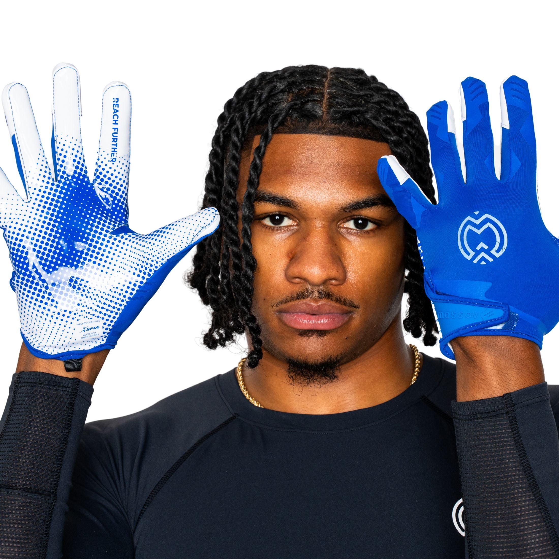 Massov VPRO3 Mens Adult Football Glove, Receiver Glove, Royal, XL