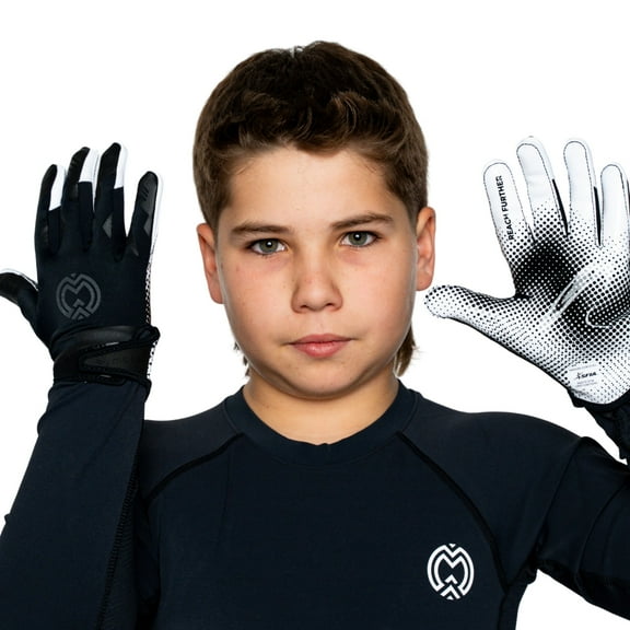 Massov VPRO3 Youth Football Glove, Child Receiver Glove, Black, Large