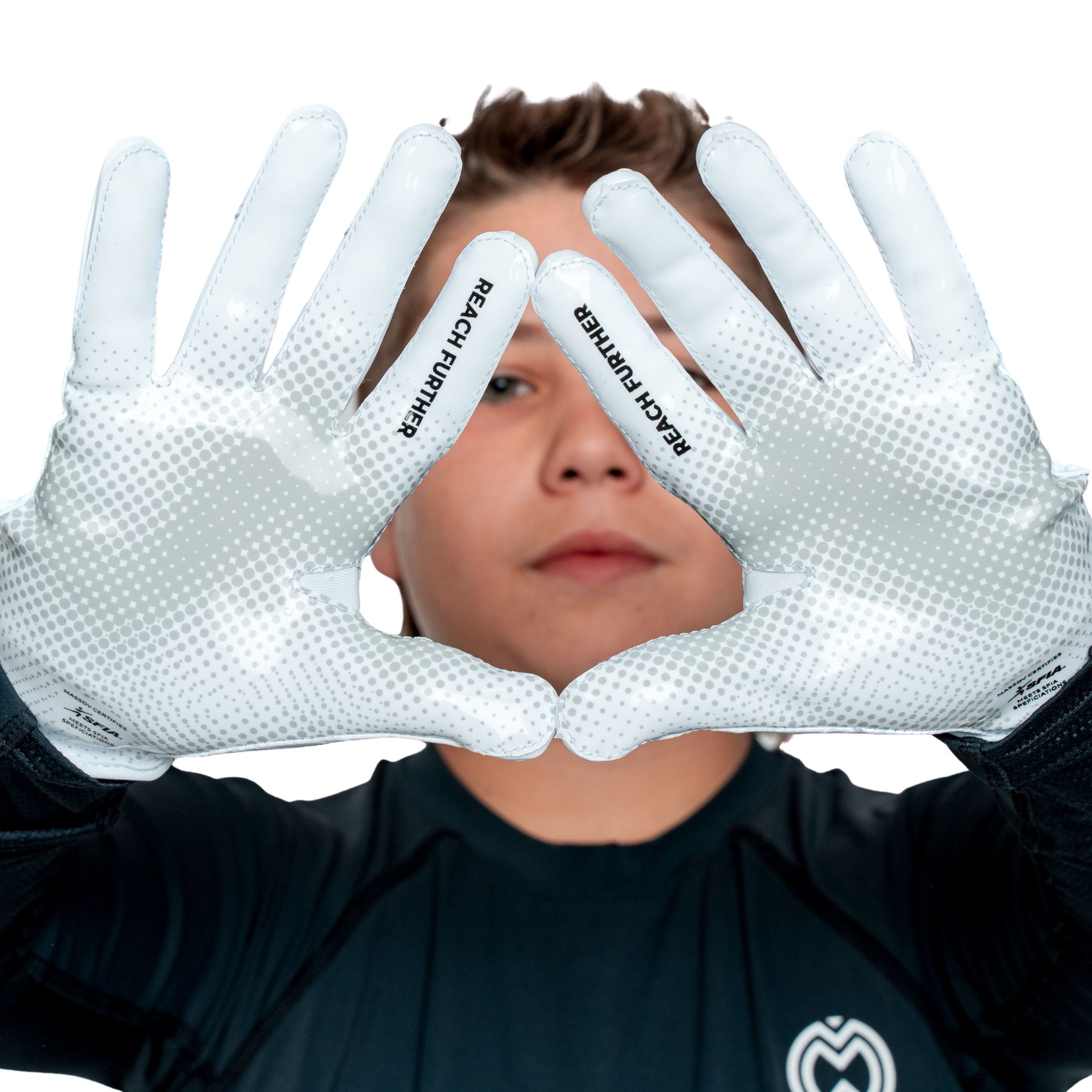Massov VPRO3 Youth Football Glove, Child Receiver Glove, White, Medium