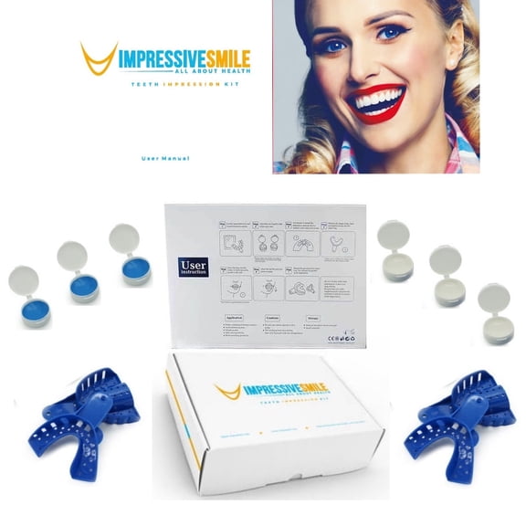 Dental Impression Mold Kit Home DIY All Included for Retainer Grillz Aligners Dentures (4 Trays)