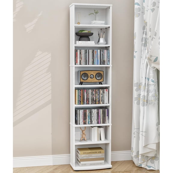 VPSMAT DVD Shelf Storage, 8-Tier CD Cabinet with Adjustable Shelves Multimedia Storage Tower for Living Room Bedroom Office