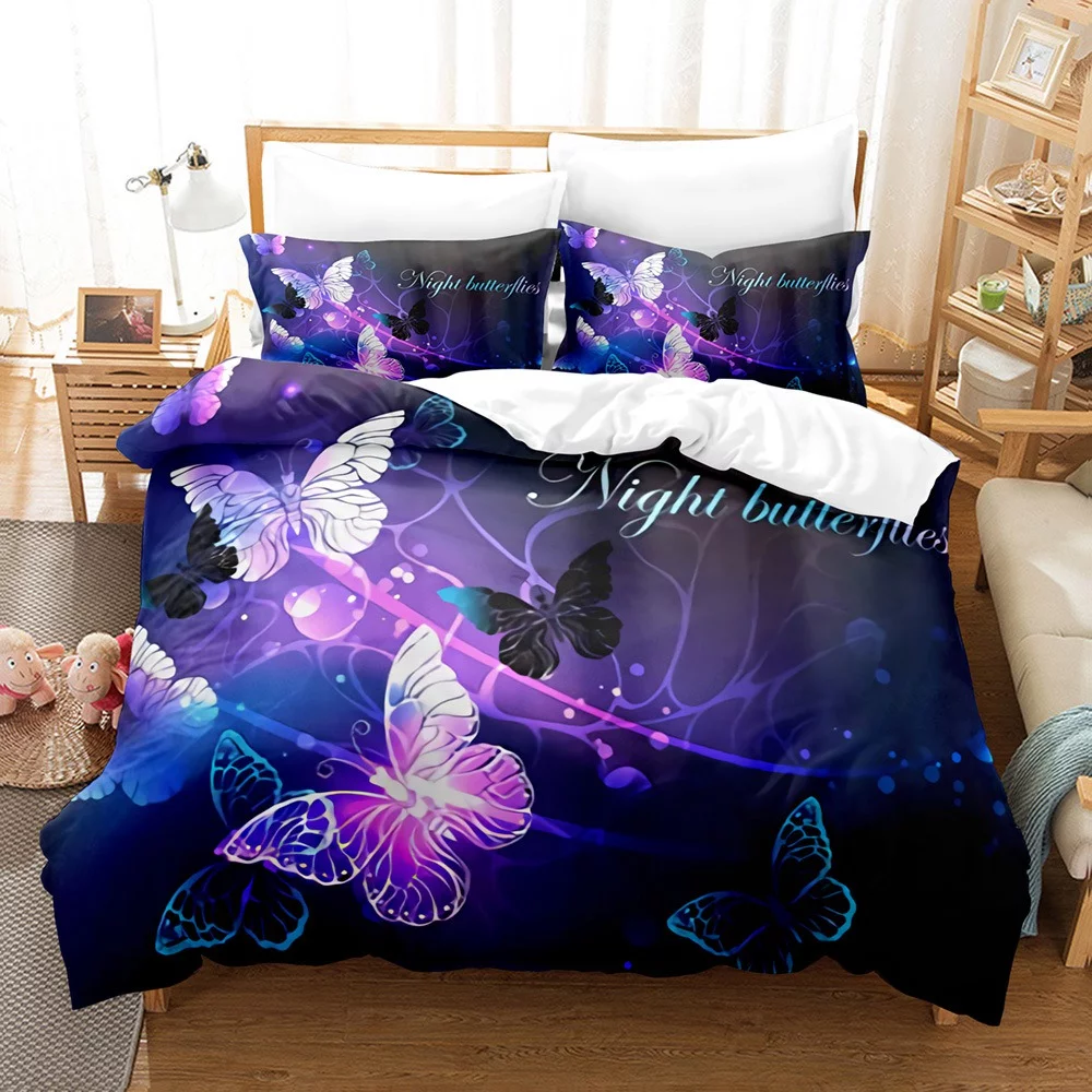 VPVIP 3D Purple Butterfly Bedding Twin Comforter Set Dreamy Butterfly