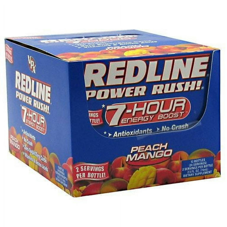 VPX Redline 7-Hour Energy Boost, Peach Mango, 2.5 Oz, 12 Ct