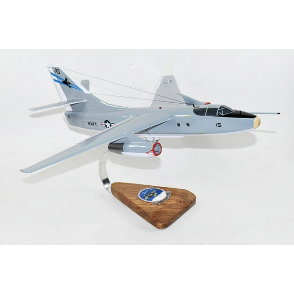 VQ-2 Bats EA-3B Skywarrior Model, 1/50th Scale, Mahogany