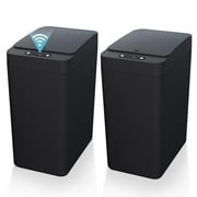 VQJTCVLY 2Pack Bathroom Small Trash Can with Lid, 2.6 Gallon Touchless Automatic Garbage Can Slim Waterproof Motion Sensor Smart Trash Bin for Bedroom, Office, Kitchen, Living Room (Black)