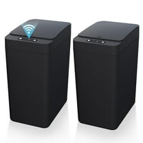 VQJTCVLY 2Pack Bathroom Small Trash Can with Lid, 2.6 Gallon Touchless Automatic Garbage Can Slim Waterproof Motion Sensor Smart Trash Bin for Bedroom, Office, Kitchen, Living Room (Black)