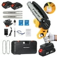 thumbnail image 1 of VQJTCVLY  6 inch Mini Chainsaw with 2x21V 2000mAh Batteries and 2 Chains, Electric Cordless Chainsaw Set with Security Lock for Wood Cutting Tree Pruning Trimming, Yellow, 1 of 7