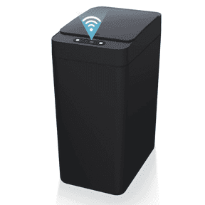 IRINNA Bathroom Small Trash Can with Lid, 2.6 Gallon Touchless Automatic Garbage Can Slim Waterproof Motion Sensor Smart Trash Bin for Bedroom, Office, Kitchen, Living Room (Black)