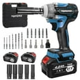 thumbnail image 1 of Euur Brushless impact driver, 21V Cordless impact wrench 1/2 Inch, 2 × 4.0Ah impact drill tool set, 5 Sockets,7 Drill,6 Screws for Car Home Truck Mower Father Dad Husband, Blue, 1 of 6