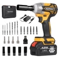 thumbnail image 1 of VQJTCVLY Brushless impact driver, 21V Cordless impact wrench 1/2 Inch, 2 × 4.0Ah impact drill tool set, 5 Sockets, 7 Drill, 6 Screws for Car Home Truck Mower Father Dad Husband, Yellow, 1 of 7