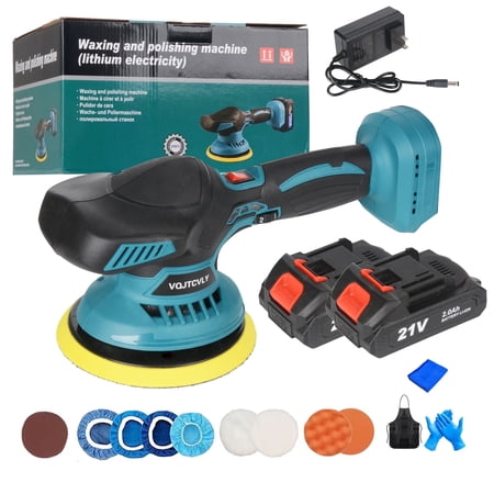 Euur Cordless Car Buffer Polisher kit w/ 2x2000mAh 21V Batteries, 6 Inch Car buffer Waxer Kit w/ 6 Variable Speed Attachments, Polisher for Car Detailing,Boat Sanding,Scratch Removing