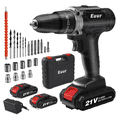 thumbnail image 1 of Euur Cordless Drill, 21V Power Drill Set, 25+1 Position Adjustable Torque Electric Drill, 2-Speed Transmission For Screwdriving And Drilling, Black, 1 of 7