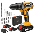 thumbnail image 1 of Euur Cordless Drill, 21V Power Drill Set with 2Ah Battery, 3/8"Keyless Chuck, 25+1 Position Electric Drill, 2-Speed Transmission For Screwdriving And Drilling, Yellow, 1 of 7