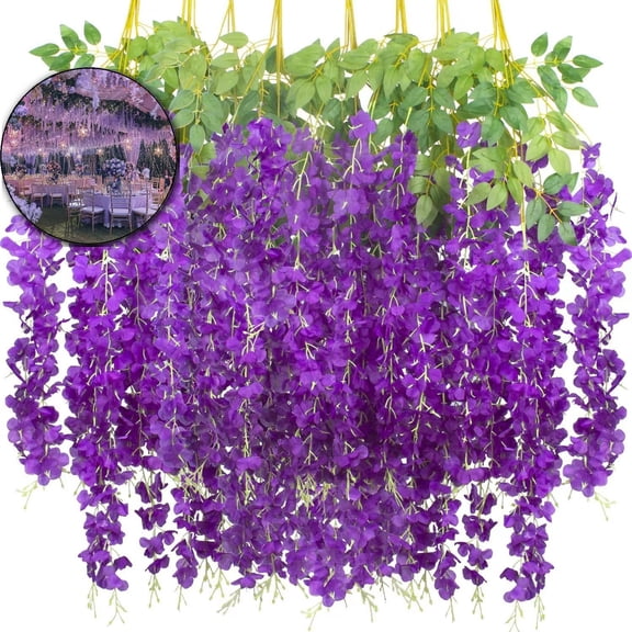VQPeo 10 Pcs Artificial Wisteria Flowers - Perfect for Home Decor, Weddings, and Events | Wisteria Tree, Hanging Flowers, Vines, Bouquets, and More