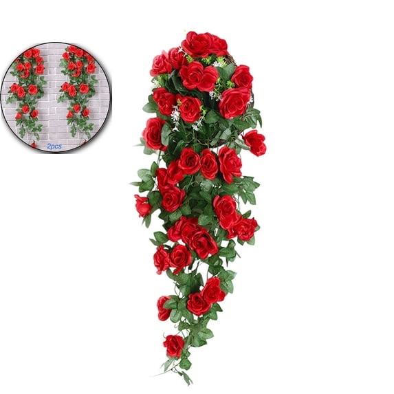 VQPeo 2 Pack Fake Rose Garland, 36 Inch Artificial Flowers, Plastic Wedding Floral Decor for Home Parties & Outdoor Arch Arrangements