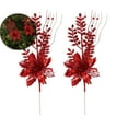 thumbnail image 1 of VQPeo 2 Pcs Plastic Simulated Christmas Flowers, Festive Tree Decor(Red), 1 of 6