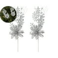thumbnail image 1 of VQPeo 2 Pcs Plastic Simulated Christmas Flowers, Festive Tree Decor(Silver), 1 of 6