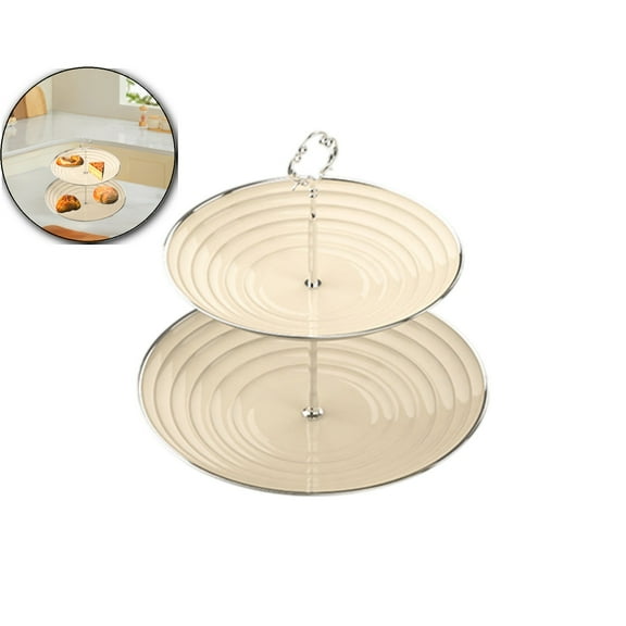 VQPeo 2 Tier Round Tiered Cupcake Stand, Tiered Serving Stand, Dessert Stand, Serving Tray Platter for Tea Party, Wedding and Birthday