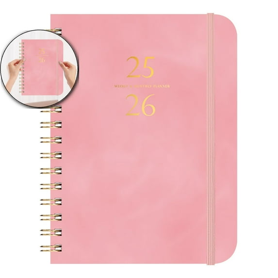 VQPeo 2025 A5 Schedule Planner Book – Coil Bound Daily Planner for Professionals – Portable Diary Notebook for Goal Setting & Organization