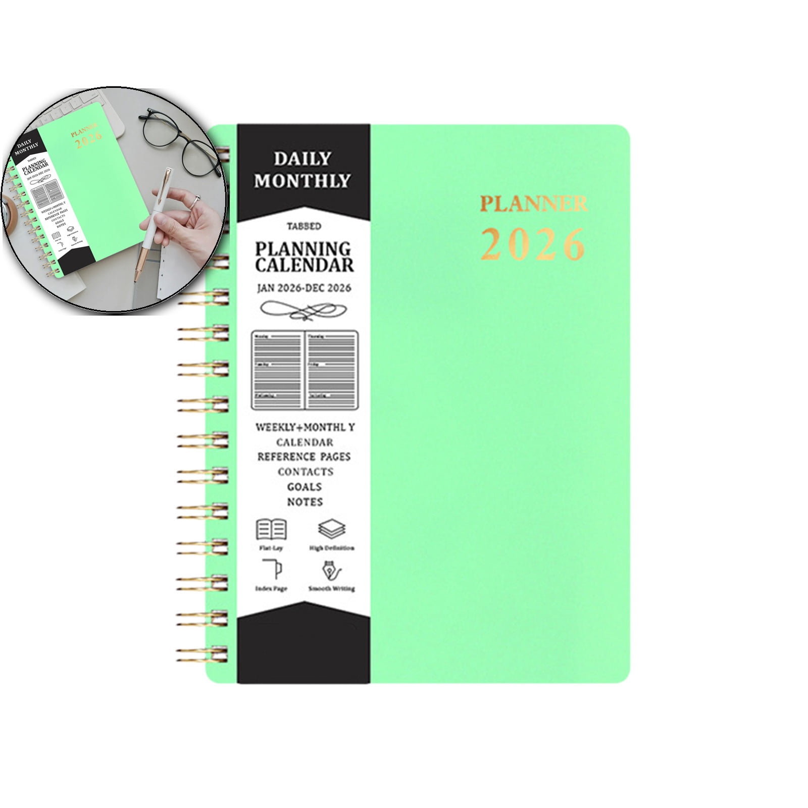 VQPeo 2026 Coil Schedule Book, A5 Planner Diary, Faux Leather Bound ...