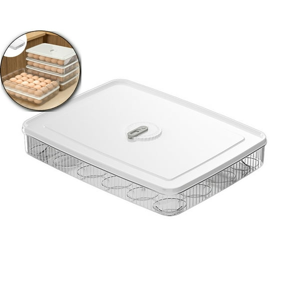 VQPeo 24-Pack Clear Egg Holder for Refrigerator - Stackable Plastic Egg Storage Container with Lid, Fridge Egg Tray Organizer
