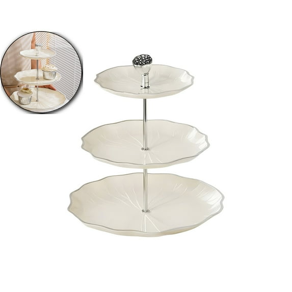 VQPeo 3-Tier Cupcake Stand Tower, Serving Tray with Trim, Dessert Display Stand, Beautiful Gift for Tea Party & Home Decor