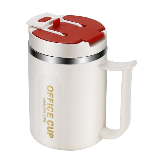 VQPeo 304 Stainless Steel Double-Layer Travel Mug with Handle, Leak-Proof Sealing Plug, Multi-Purpose Drinkware for Home, Office, and On-the-Go Use