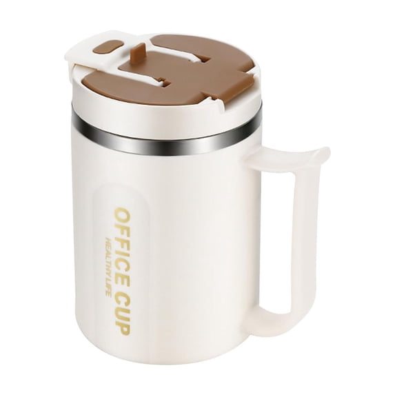 VQPeo 304 Stainless Steel Double-Layer Travel Mug with Handle, Leak-Proof Sealing Plug, Multi-Purpose Drinkware for Home, Office, and On-the-Go Use