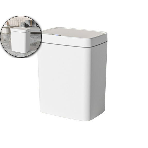 VQPeo 4 Gal Auto-Sensor Trash Can, Silent Close Lid Bin, Waterproof Kitchen Waste Basket for Hands-Free Disposal & Office Cleanliness