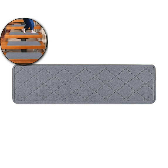 VQPeo 4-Pack Non-Slip Stair Mats – Absorbent & Soft Stair Treads for Home Safety | Self-Adhesive, Washable, Cuttable Stair Rugs