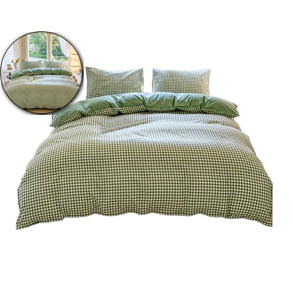 VQPeo 4-Piece Bed Sheet Set with Quilt Cover – Duvet Cover & Fitted Sheet & Pillowcases Set – Soft, Breathable, All-Season Bedding for Dorms, Double Beds