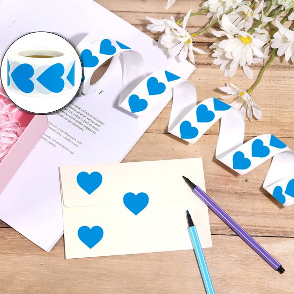 VQPeo 500 Labels/roll Heart-Shaped Decorative Adhesive Stickers for Weddings Wrapping and Party Favors for Candy Bags and Envelopes