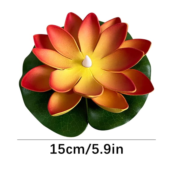 VQPeo 6 Pcs Pool Floating Lights, Artificial Flowers Lifelike Lotus with LED, Battery Operated Lily Pads Water Lantern for Decor