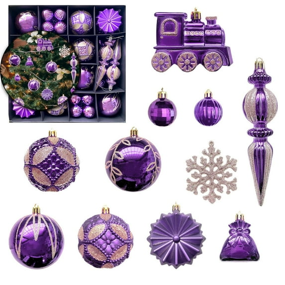 VQPeo 60 Pack Plastic Christmas Balls, Metal Buckle Hanging Ornament Set, Vintage Tree Pendants for Festive Holiday Decor