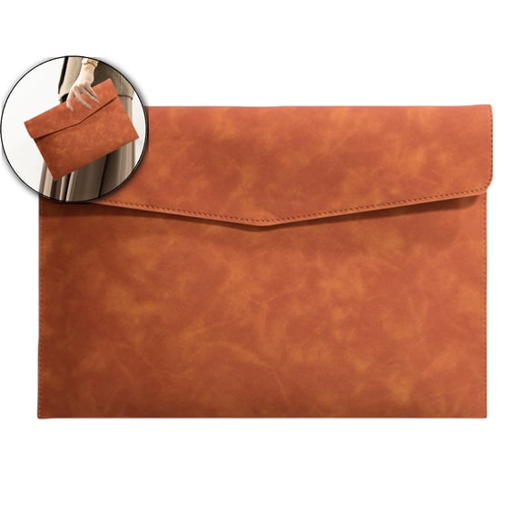 VQPeo A4 Magnetic Closure File Bag, Artificial Leather Document Folder, Waterproof Stitched Briefcase for Office, Business